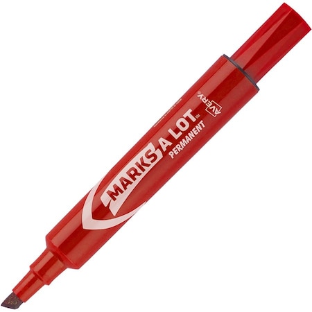 Avery Markers, Permanent Ink, 3/16"Chisel Point, 12/DZ, Red Ink PK AVE07887